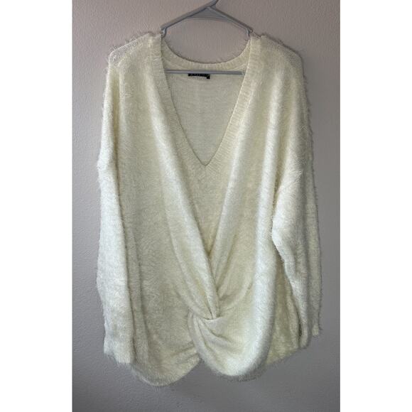 Very J Sweaters - Very J oversized soft tie long sleeve white cream sweater size 2X cozy oversized